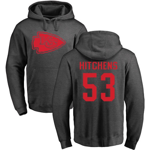 Men Kansas City Chiefs 53 Hitchens Anthony Ash One Color Pullover NFL Hoodie Sweatshirts